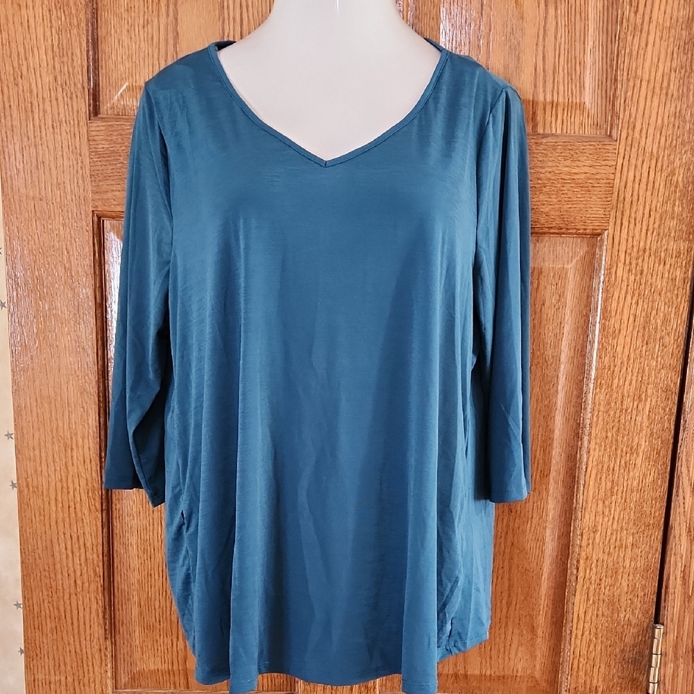 Dear Scarlett Teal V-Neck Women's Top